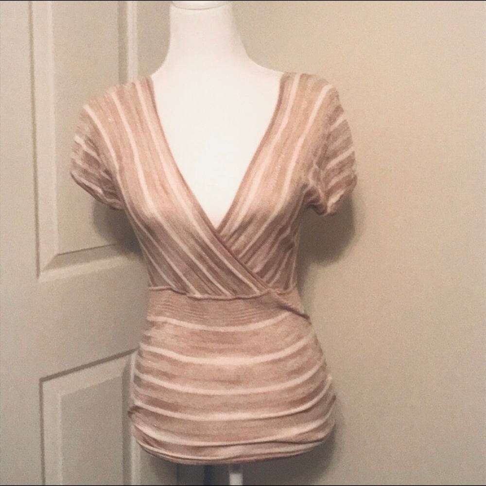 White House Black Market Striped Short Sleeved Top